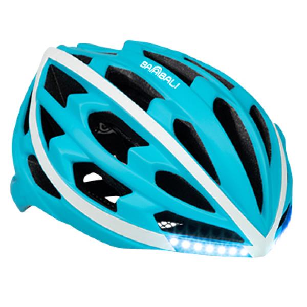 Babaali LED cykelhjelm L blå/hvid