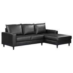 Lyon højrevendt kunstlæder sort chaiselong sofa