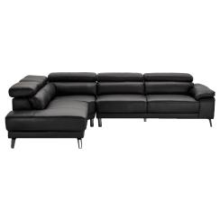 Napoli venstrevendt sort læder chaiselong sofa