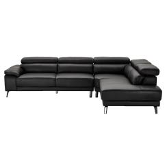 Napoli højrevendt sort læder chaiselong sofa