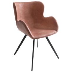 Trine kunstlæder firkantet ben brun spisebordsstol