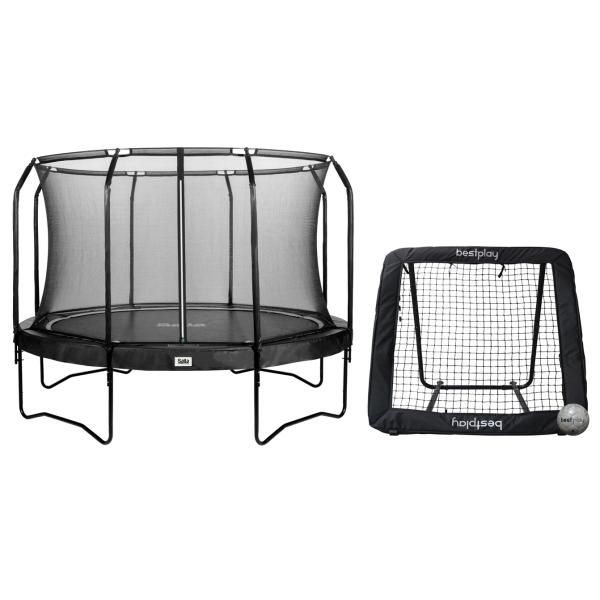 Salta Premium Black Edition ø396cm + rebounder 130x130cm + fodbold 