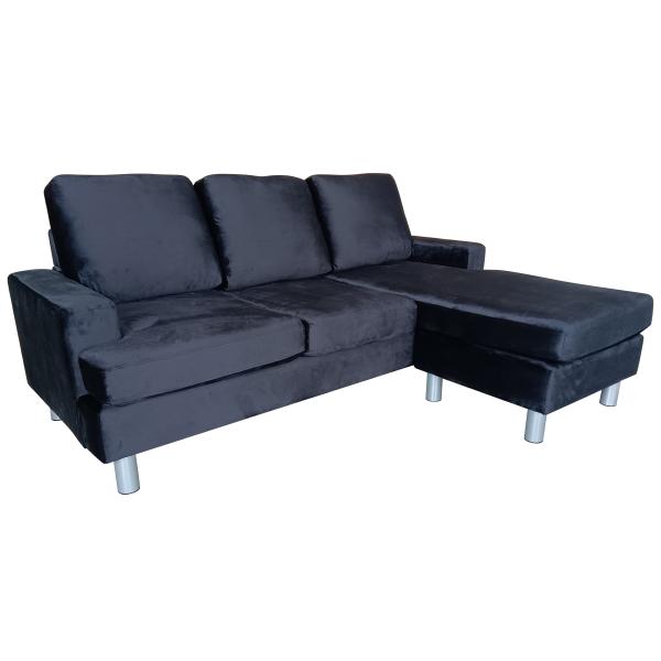 Boston højre-/venstrevendt velour sort