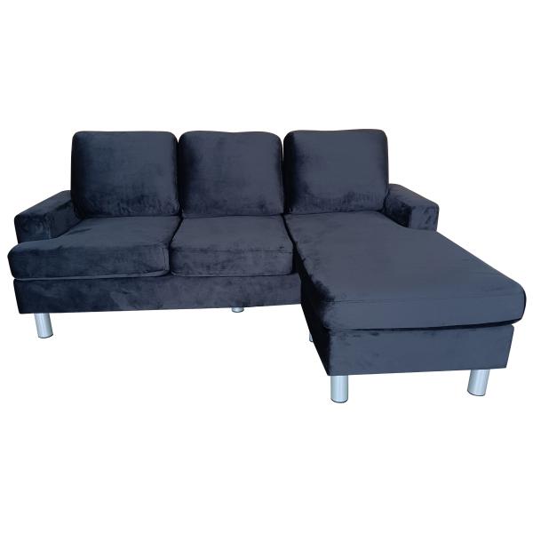 Boston højre-/venstrevendt velour sort