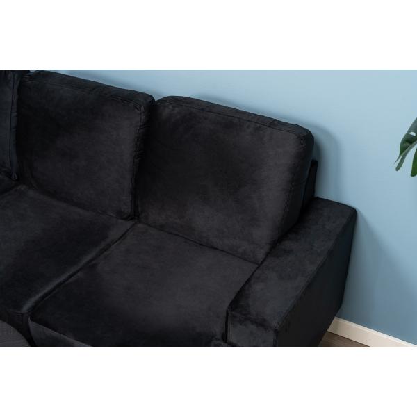 Boston højre-/venstrevendt velour sort