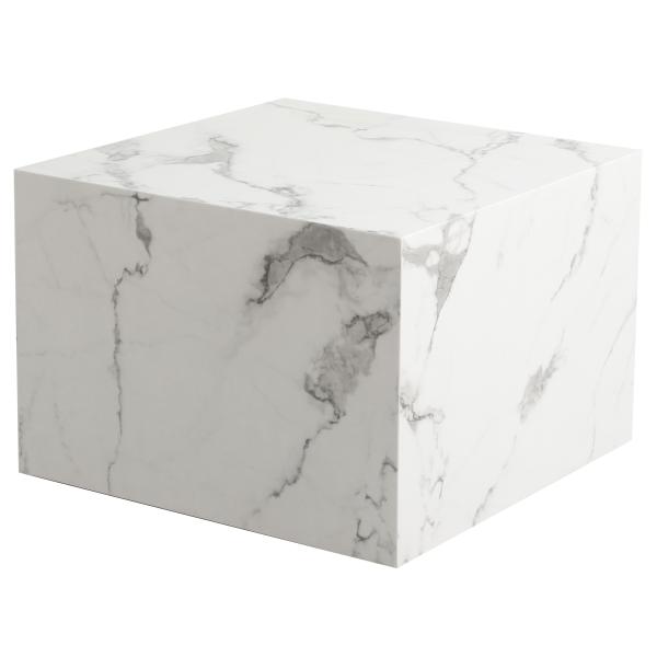 Avery sofabord i hvid marmorprint 50x50x35cm