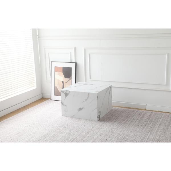 Avery sofabord i hvid marmorprint 50x50x35cm