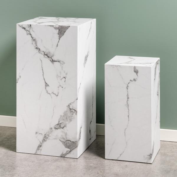 Avery sofabordsæt i hvid marmorprint