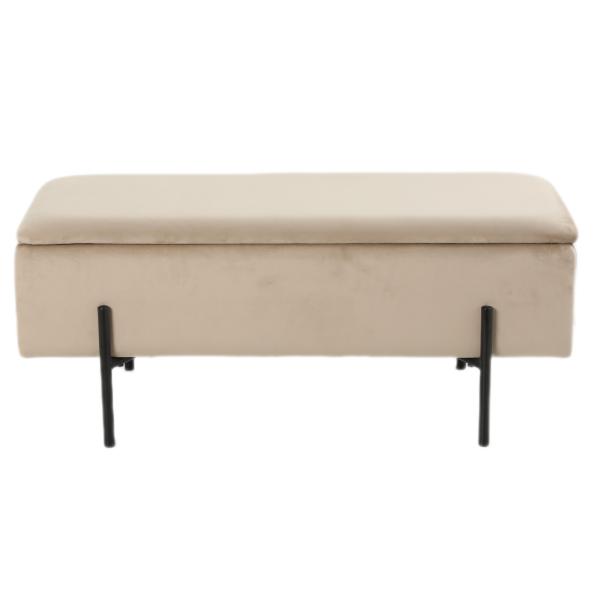 Vibe bænk med opbevaring velour beige