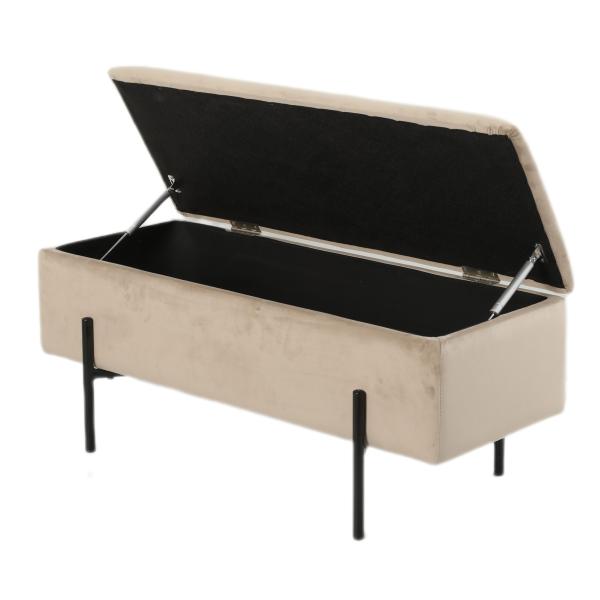 Vibe bænk med opbevaring velour beige