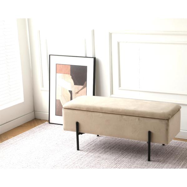 Vibe bænk med opbevaring velour beige