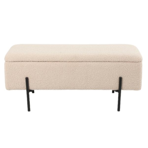 Vibe bænk med opbevaring teddystof beige