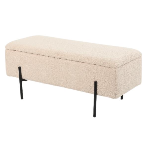 Vibe bænk med opbevaring teddystof beige