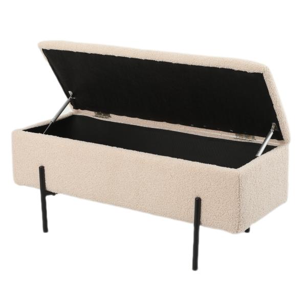 Vibe bænk med opbevaring teddystof beige