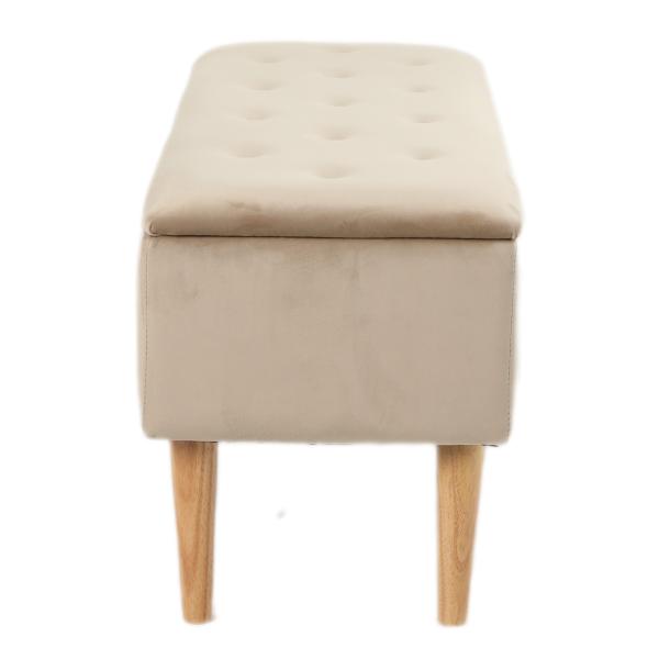 Lens med opbevaring velour beige