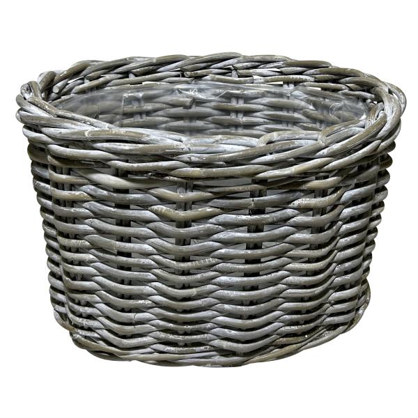Kurvesæt oval kubu rattan grå