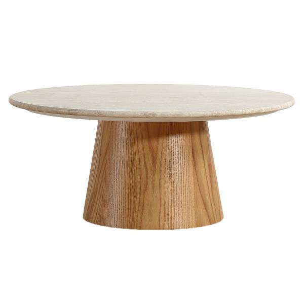 Saline sofabord marmor/træ natur ø80cm