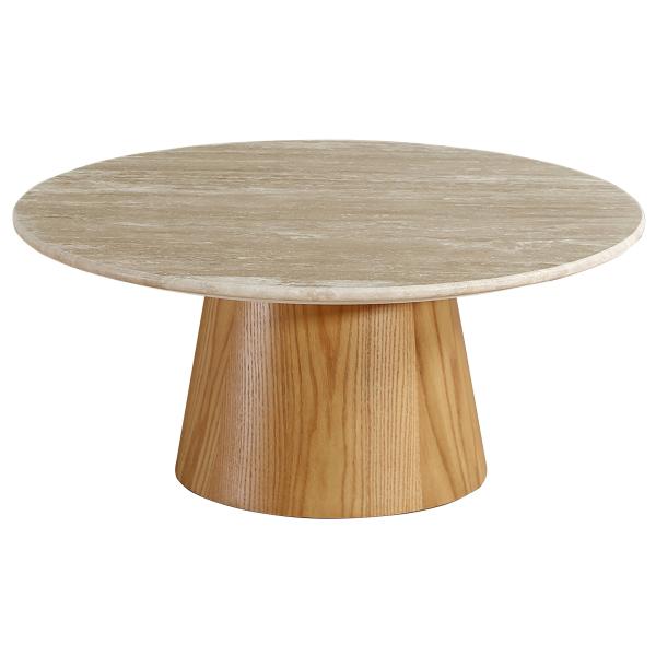 Saline sofabord marmor/træ natur ø80cm