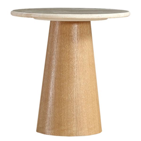 Saline sidebord marmor/træ natur ø40cm