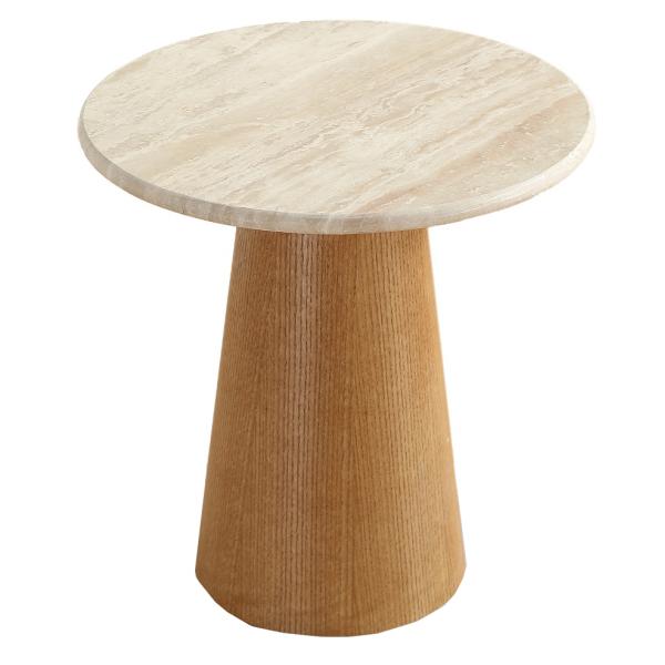 Saline sidebord marmor/træ natur ø40cm