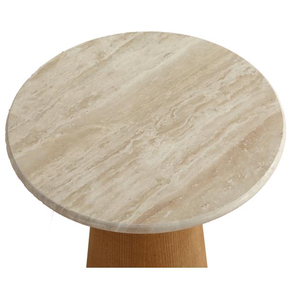 Saline sidebord marmor/træ natur ø40cm