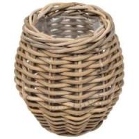 Kurv rund kubu rattan ø20x20cm