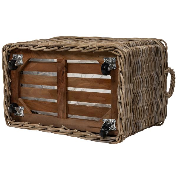Kurv aflang med hjul 68x42x45cm