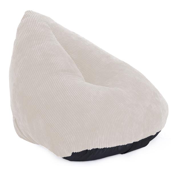 Oval sækkestol fløjl creme