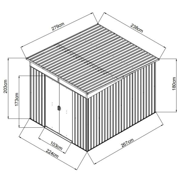 Redskabsskur stål antracit 6.6m2