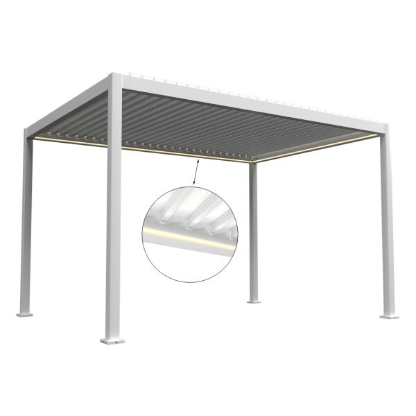 Essence elektrisk LED pergola med lameltag 400x300cm hvid