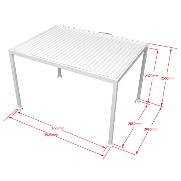 Essence elektrisk LED pergola med lameltag 400x300cm hvid