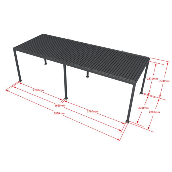 Essence elektrisk pergola med lameltag 600x300cm antracit