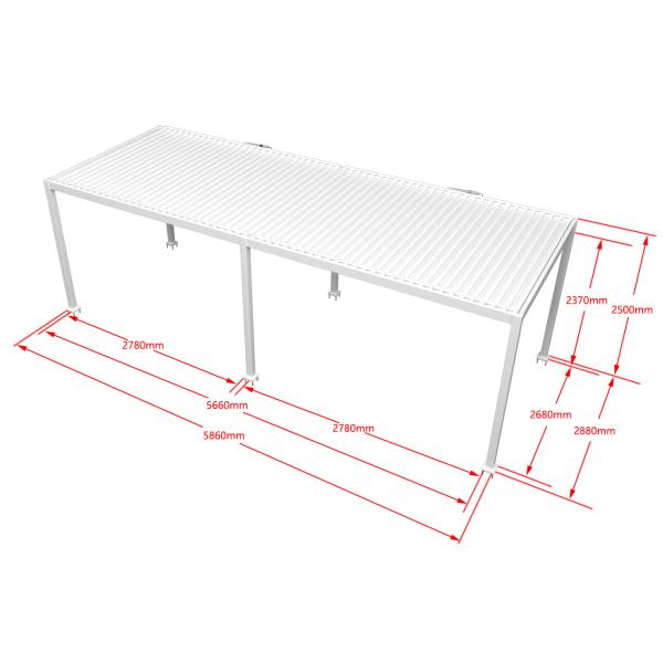 Essence elektrisk pergola med lameltag 600x300cm hvid