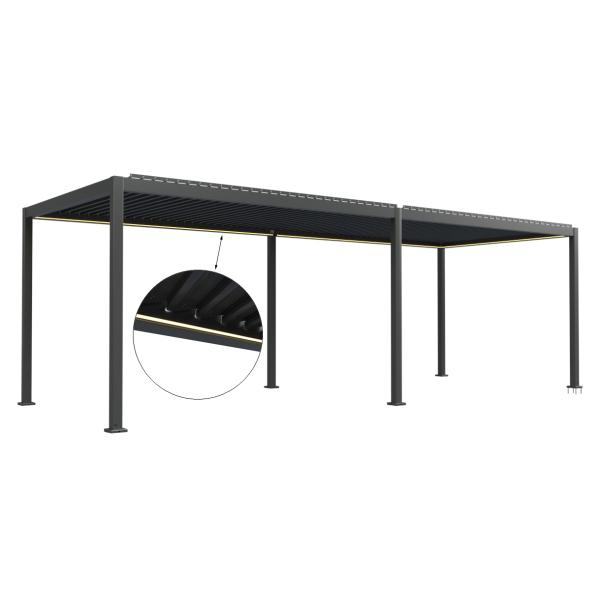 Essence elektrisk LED pergola med lameltag 600x300cm antracit
