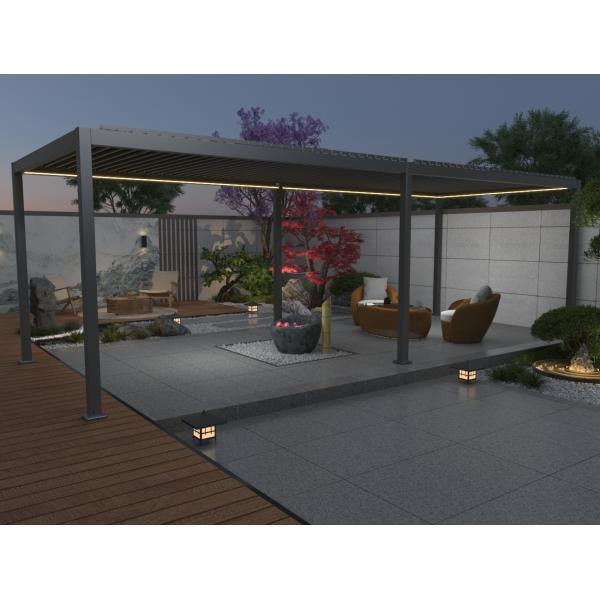 Essence elektrisk LED pergola med lameltag 600x300cm antracit