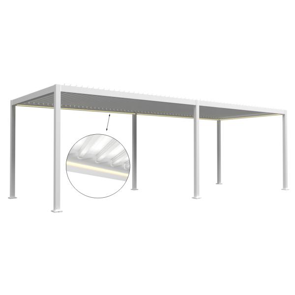 Essence elektrisk LED pergola med lameltag 600x300cm hvid