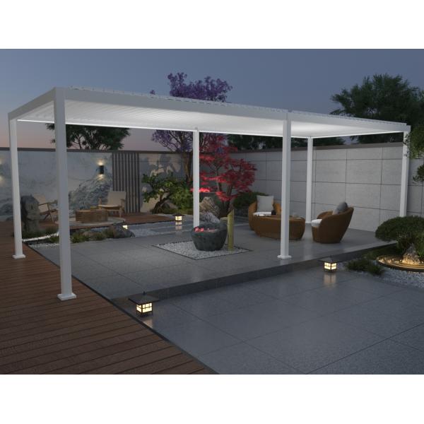 Essence elektrisk LED pergola med lameltag 600x300cm hvid