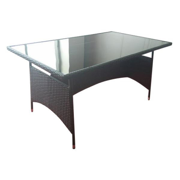 Havebord sort polyrattan 90x150cm
