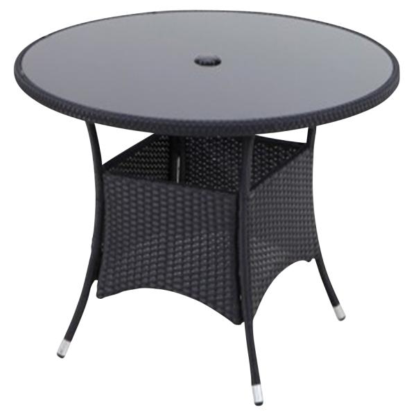 Rundt havebord sort polyrattan ø105cm 