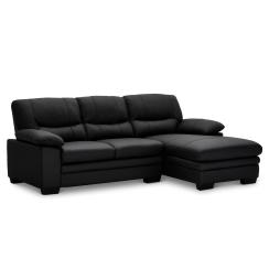 Moby højrevendt læder sort chaiselong sofa
