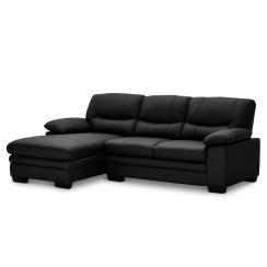 Moby venstrevendt læder sort chaiselong sofa