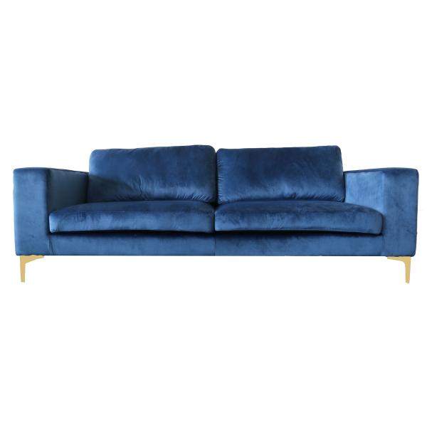 Billede af Homeville Helsinki 3 pers. velour blå/guld 214,5x89x79cm