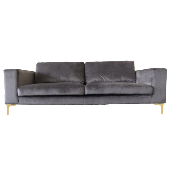 Billede af Homeville Helsinki 3 pers. velour grå/guld 214,5x89x79cm