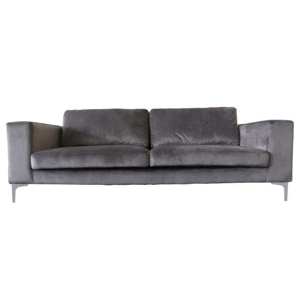 Se Homeville Helsinki 3 pers. velour grå/krom 214,5x89x79cm hos Moreland