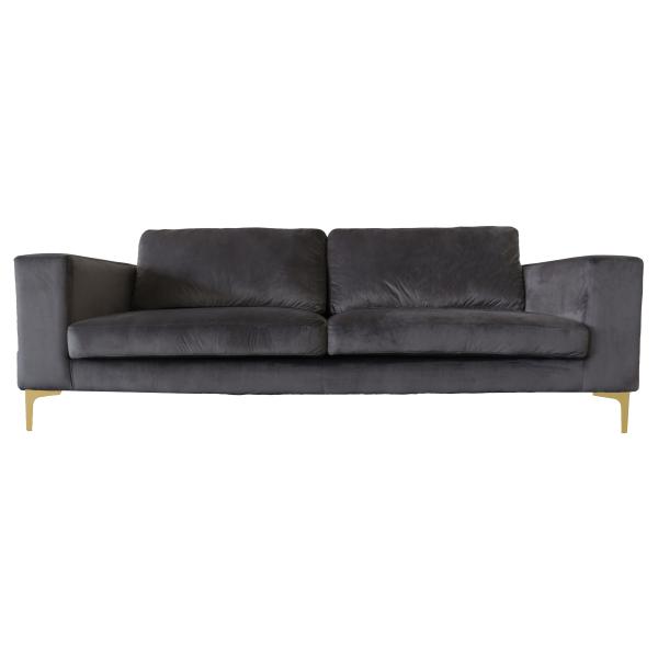 Billede af Homeville Helsinki 3 pers. velour mørkegrå/guld 214,5x89x79cm