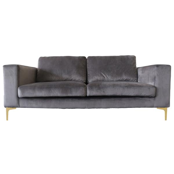 Se Homeville Helsinki 2 pers. velour grå/guld 155x89x79cm hos Moreland