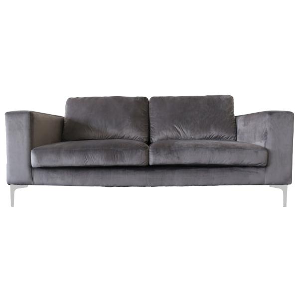 Se Homeville Helsinki 2 pers. velour grå/krom 155x89x79cm hos Moreland