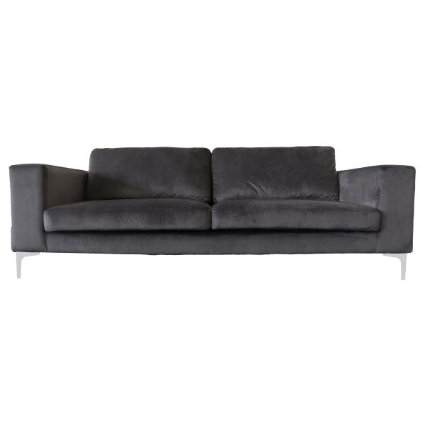 Billede af Homeville Helsinki 3 pers. velour mørkegrå/krom 214,5x89x79cm