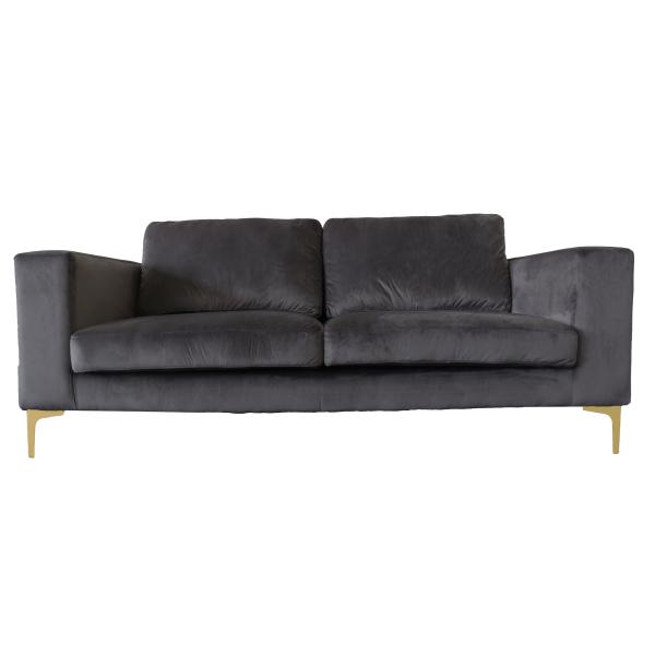 Se Homeville Helsinki 2 pers. velour mørkegrå/guld 155x89x79cm hos Moreland