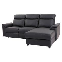 Asti højrevendt læder sort chaiselong sofa